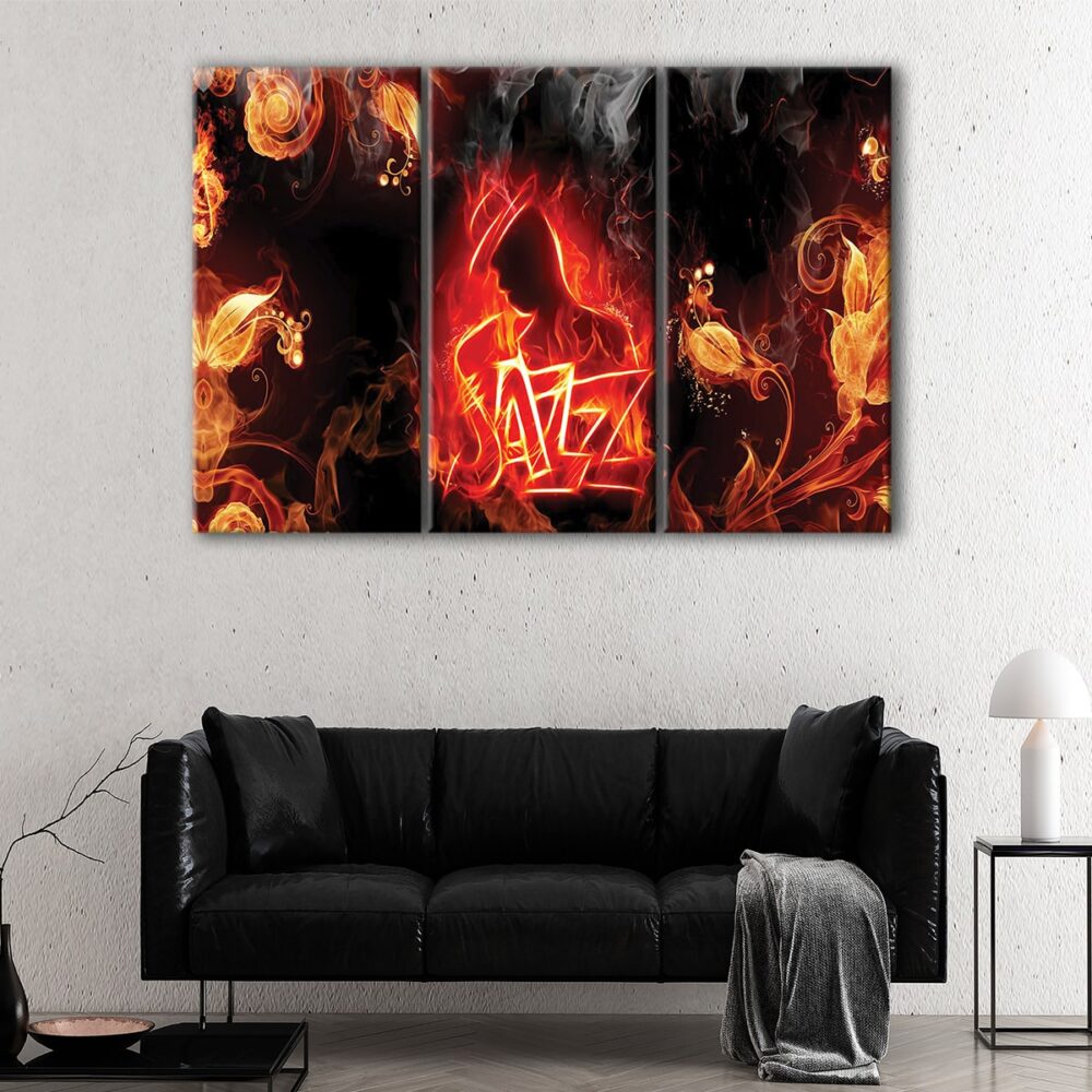 3 panels fire jazz canvas art