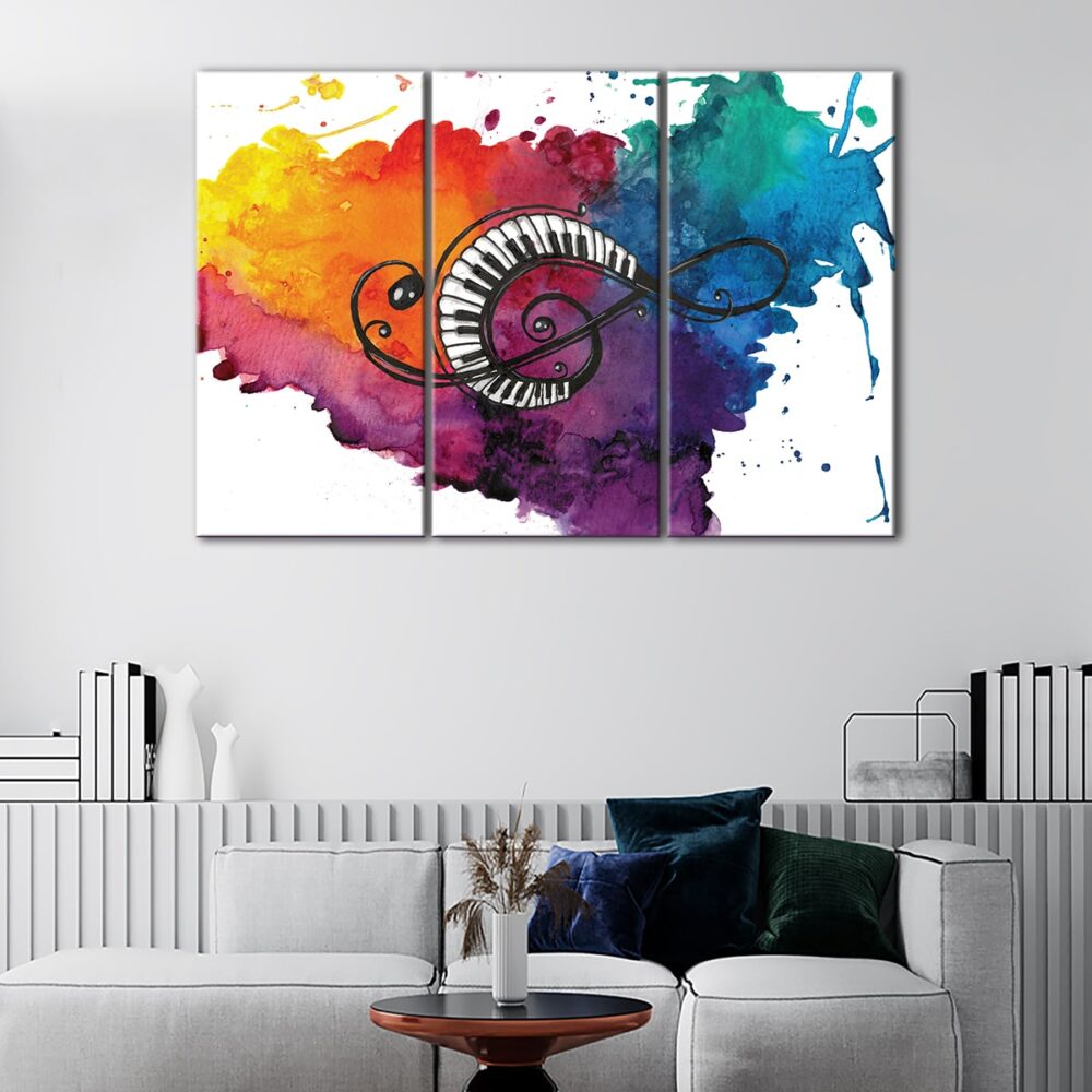 3 panels piano notes canvas art