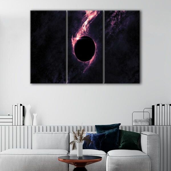 3 panels solar eclipse canvas art