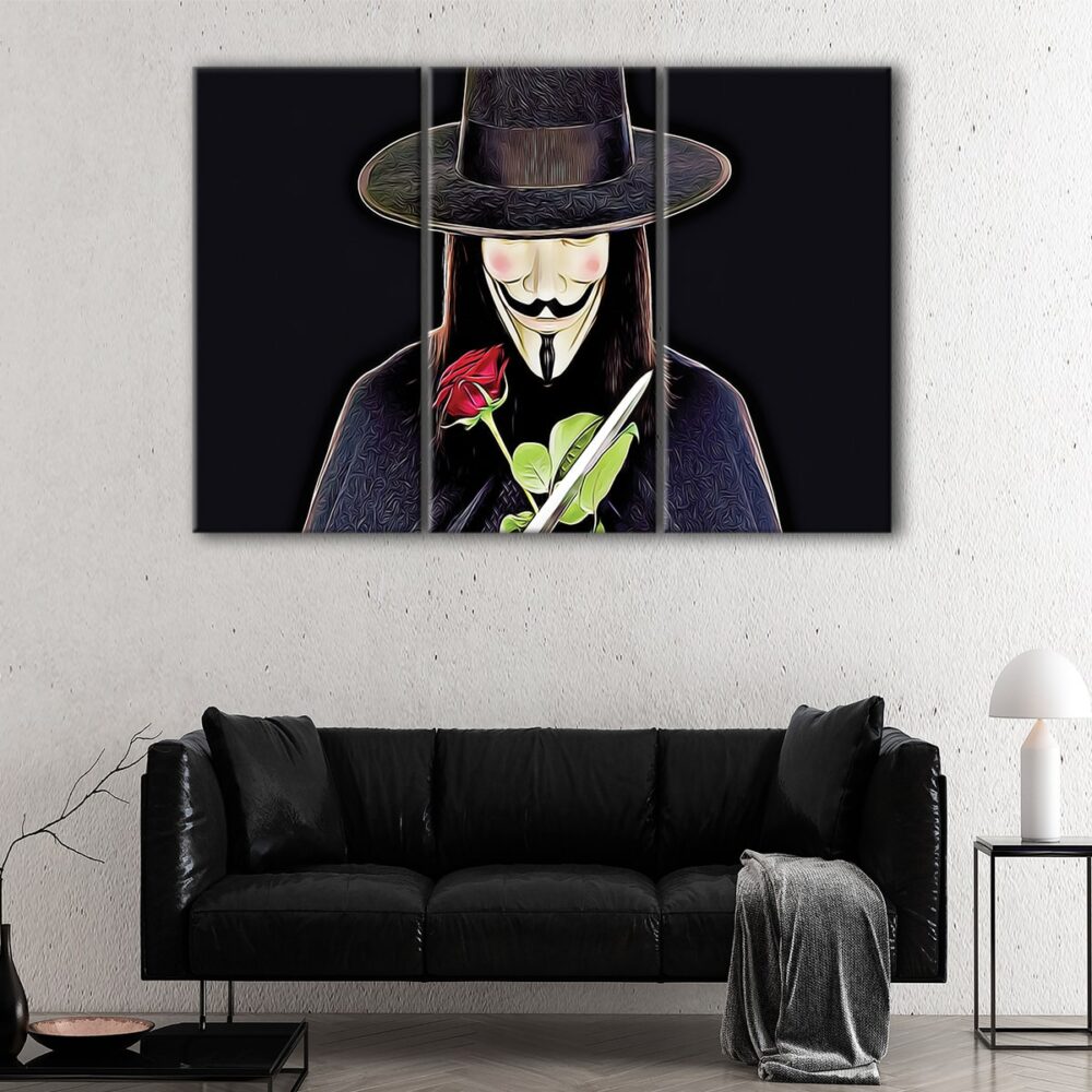 3 panels v for vendetta canvas art