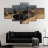 5 panels black warrior car canvas art