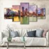 5 panels boston seaside view canvas art