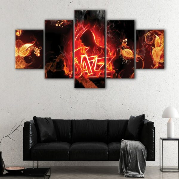 5 panels fire jazz canvas art