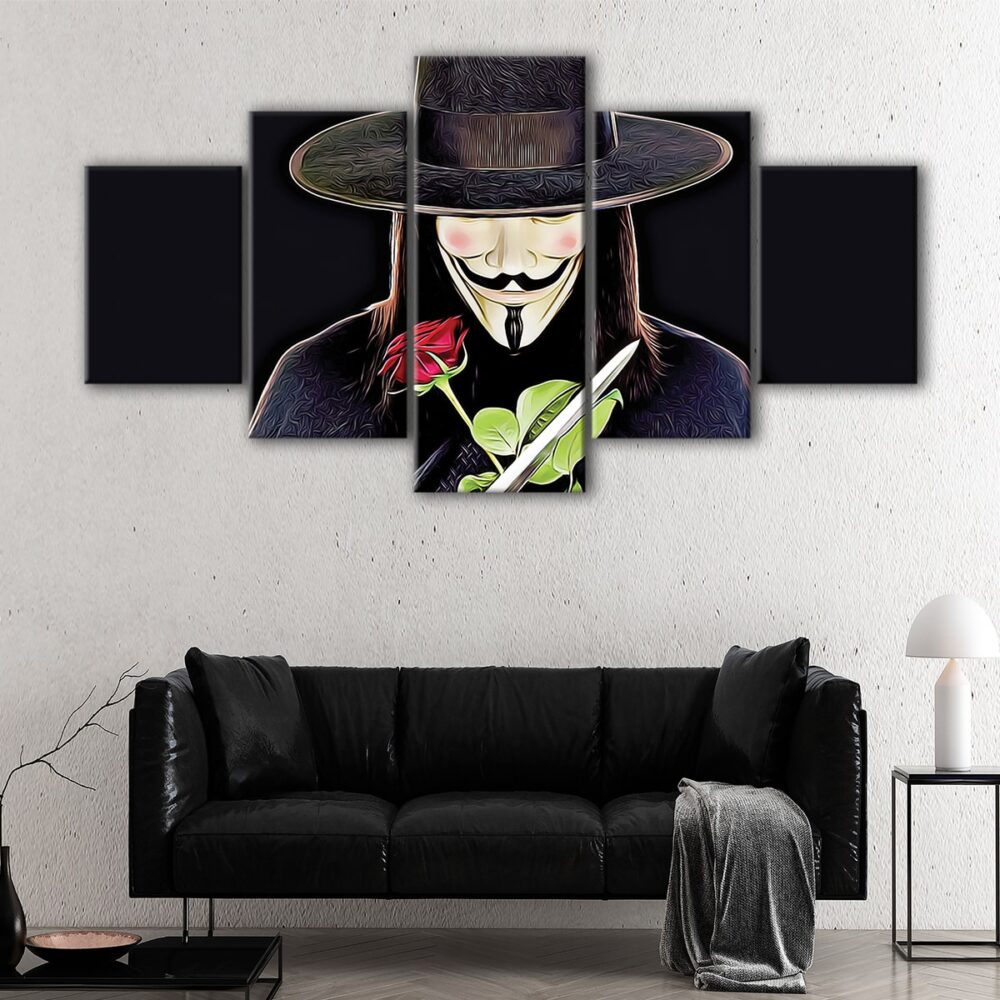 5 panels v for vendetta canvas art