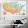 Watercolor push pin usa map rolled