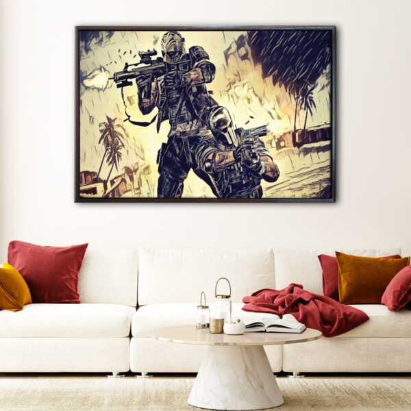 army of two floating frame canvas