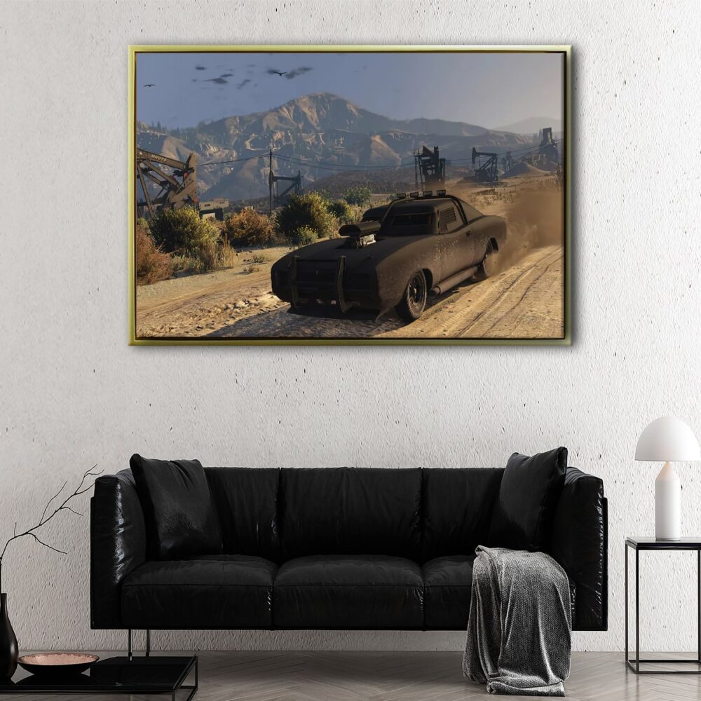 black warrior car floating frame canvas