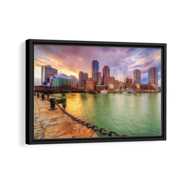 boston seaside view framed canvas black frame