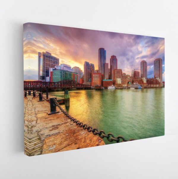 boston seaside view stretched canvas