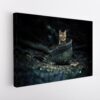 cat in war stretched canvas