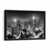 charlotte black & white skyline framed canvas black frame