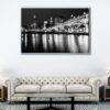 cleveland black & white skyline floating frame canvas