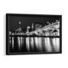 cleveland black & white skyline framed canvas black frame