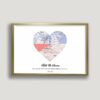 couple heart map framed canvas gold frame