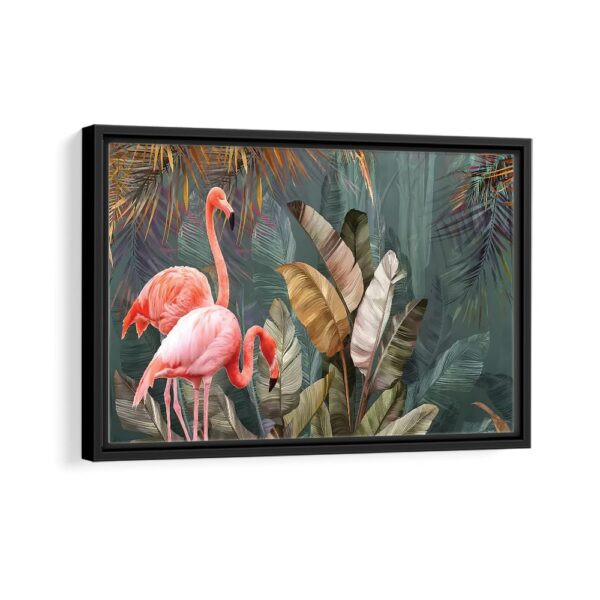 flamingo forest framed canvas black frame