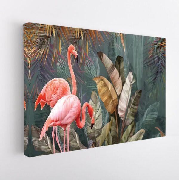 flamingo forest stretched canvas