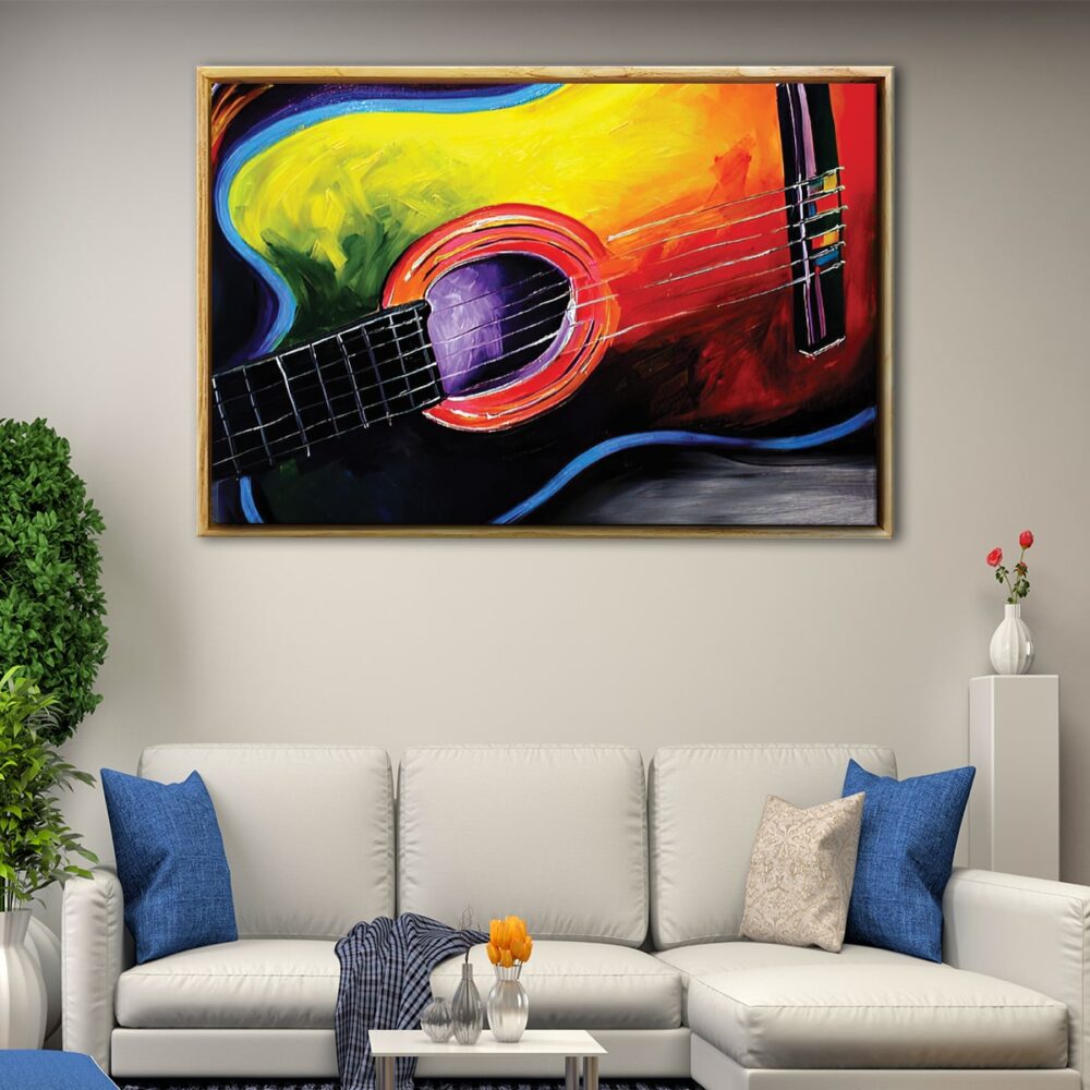 guitar painting giclee floating frame canvas