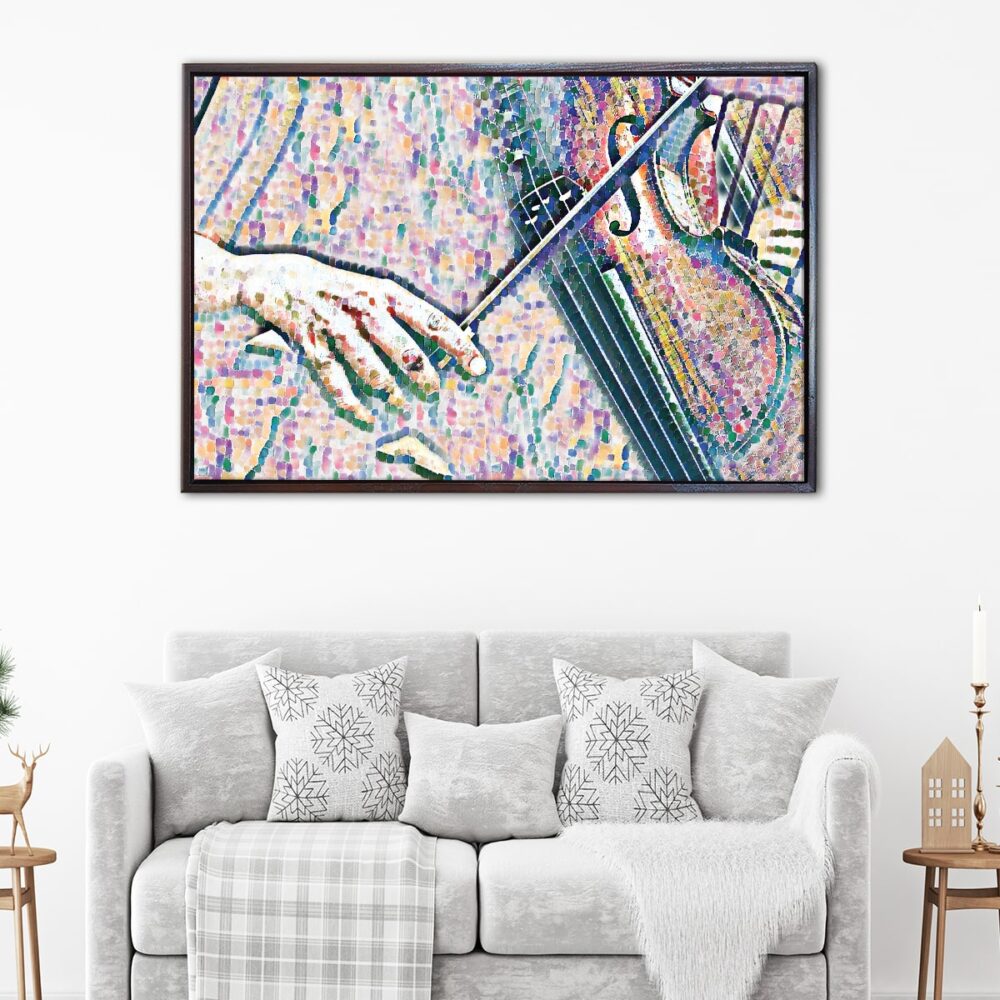 mosaic violin floating frame canvas