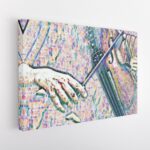 mosaic violin stretched canvas