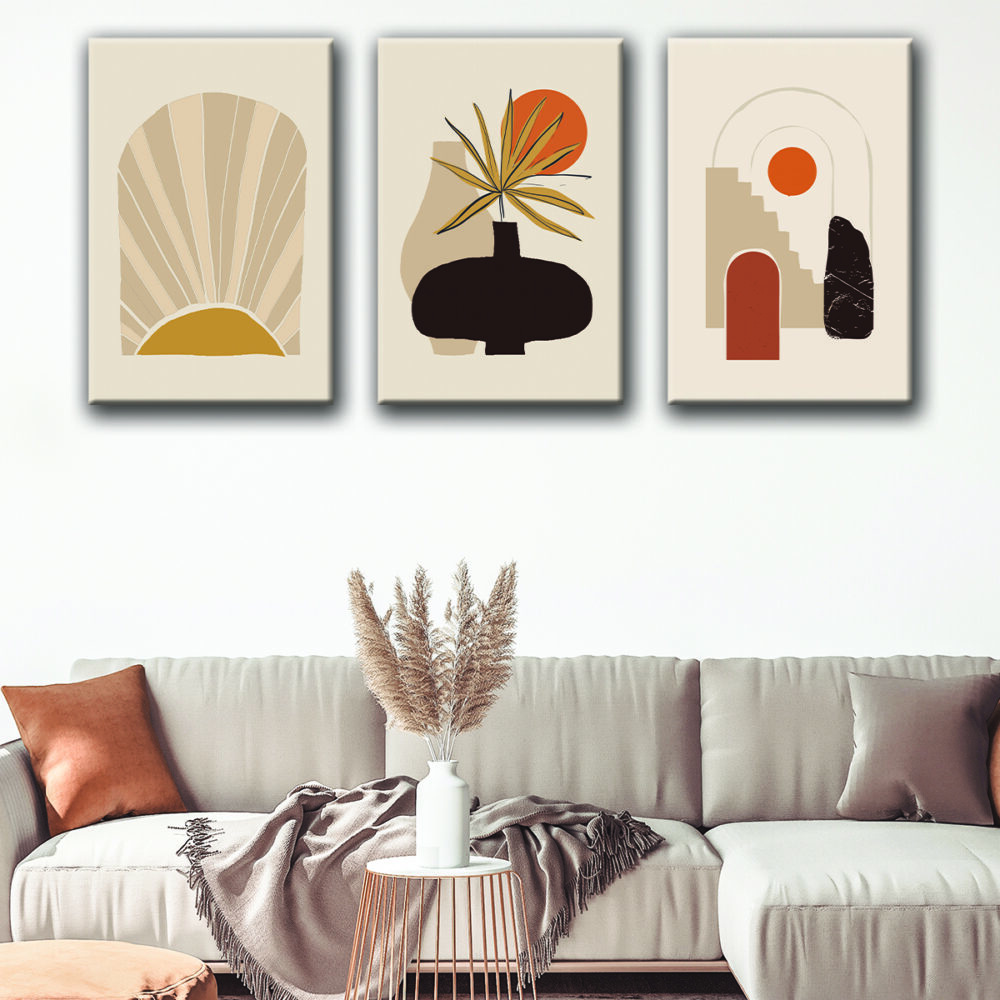 neutral boho canvas wall decor