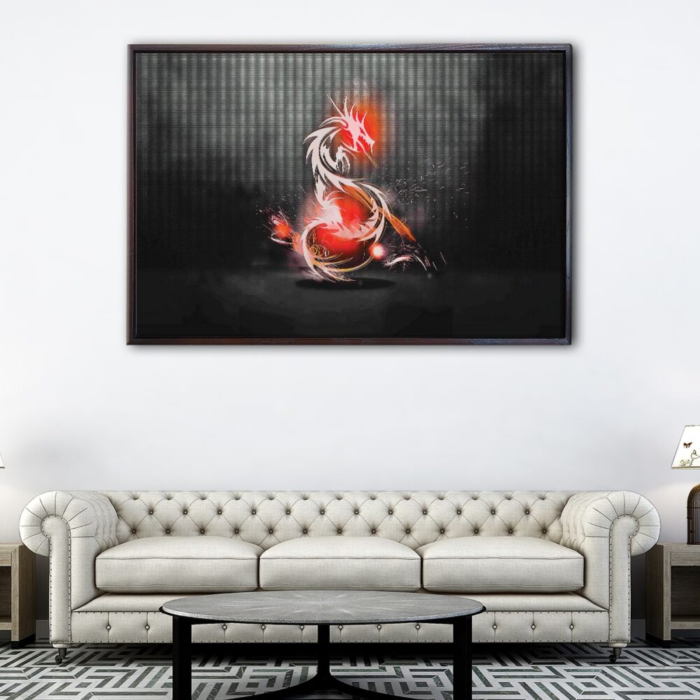 red dragon floating frame canvas