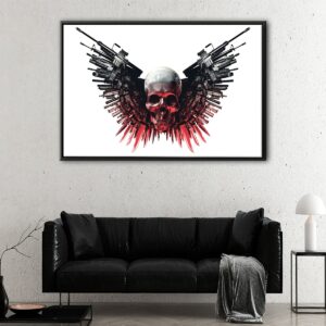 skull guns floating frame canvas