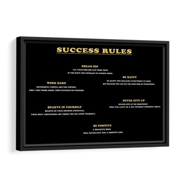 success rules framed canvas black frame