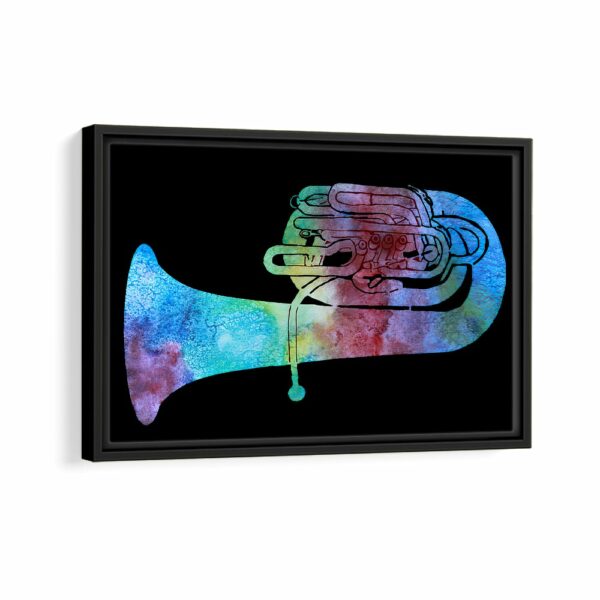 watercolor trumpet framed canvas black frame