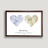 wedding heart map framed canvas walnut brown