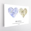 wedding heart map stretched canvas