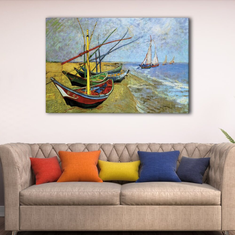 1 panels boats on the beach canvas art