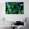 1 panels electric green skull canvas art