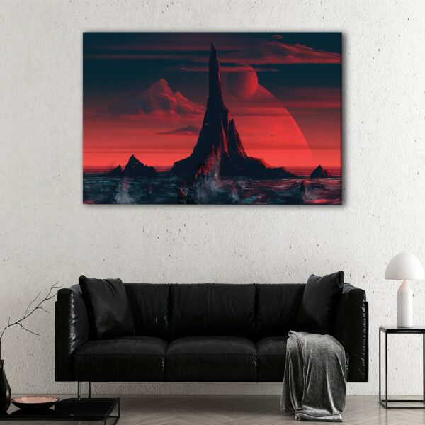 1 panels fantasy red mountain canvas art