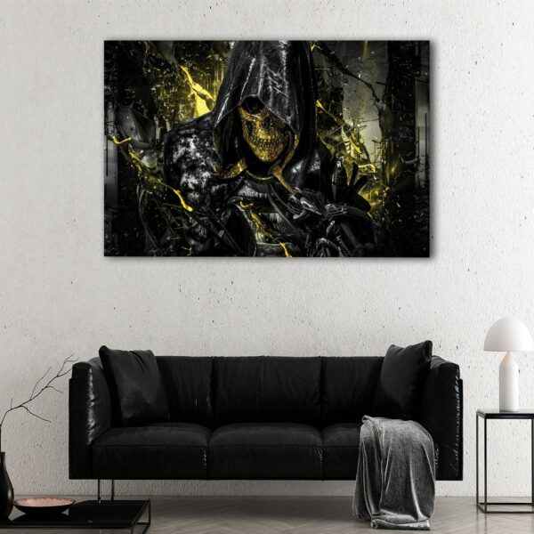 1 panels golden skull canvas art