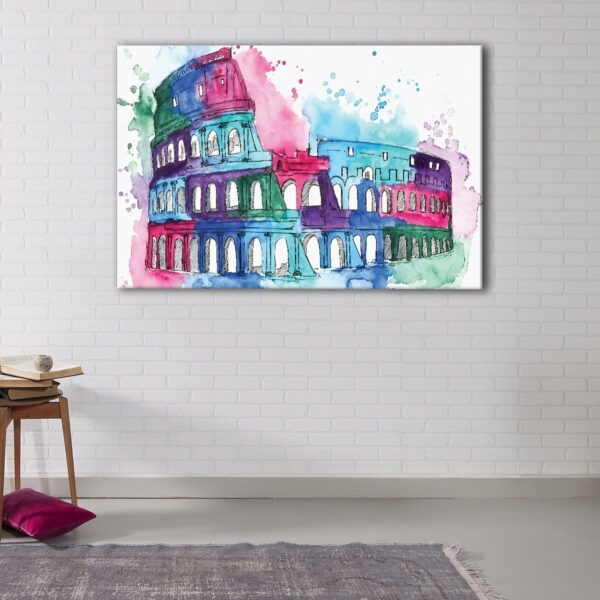 1 panels rome watercolor colosseum canvas art