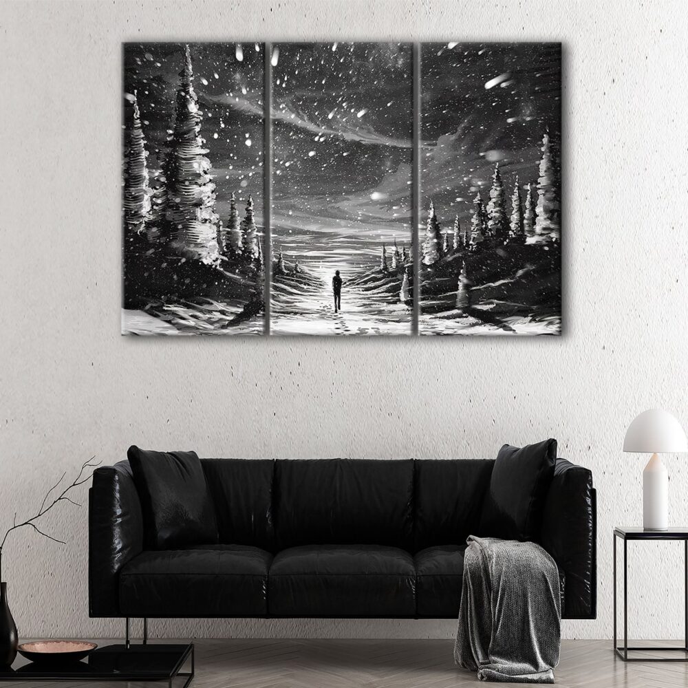 3 panels alone in the storm canvas art