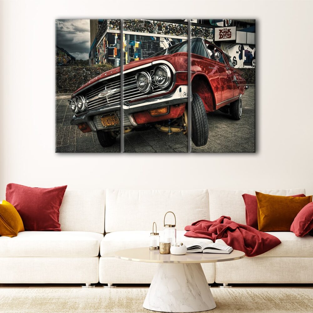 3 panels bouncing chevy impala canvas art