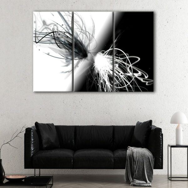 3 panels colliding lines canvas art