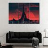 3 panels fantasy red mountain canvas art