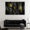 3 panels golden skull canvas art