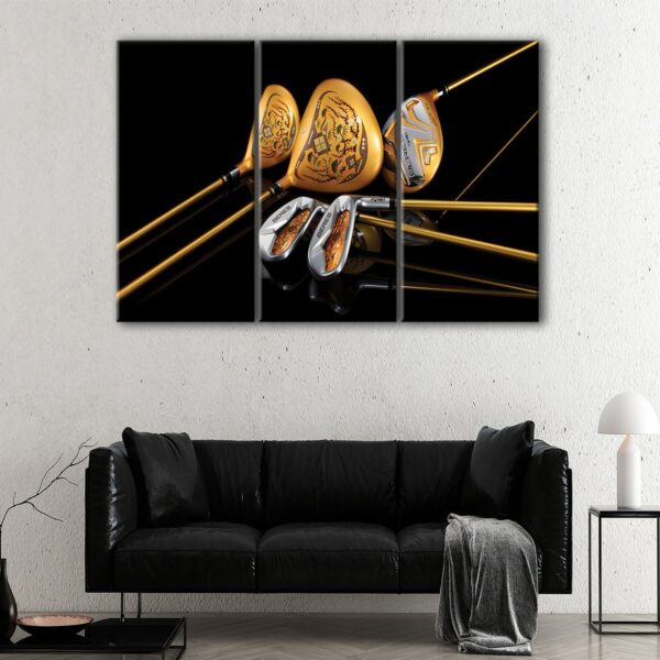 3 panels golf clubs canvas art