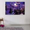 3 panels lighthouse under the moon canvas art