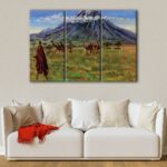 3 panels masai shepherd canvas art