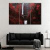 3 panels red autumn waterfall canvas art