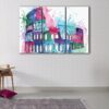 3 panels rome watercolor colosseum canvas art