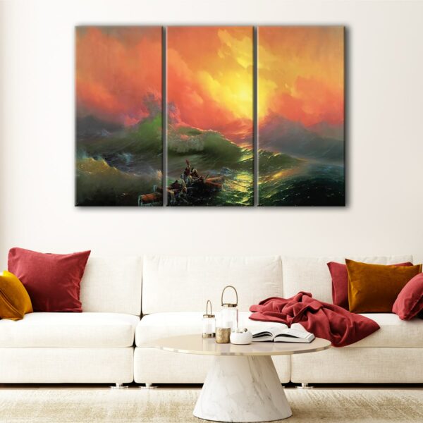 3 panels sinking boat canvas art