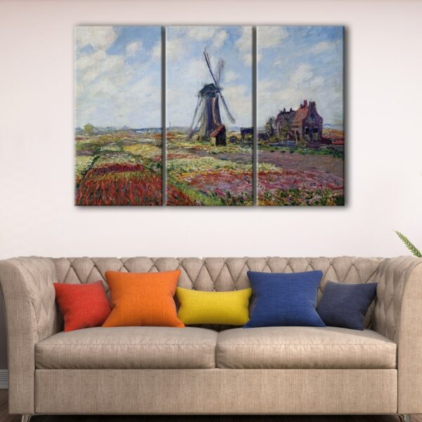 3 panels tulip fields canvas art