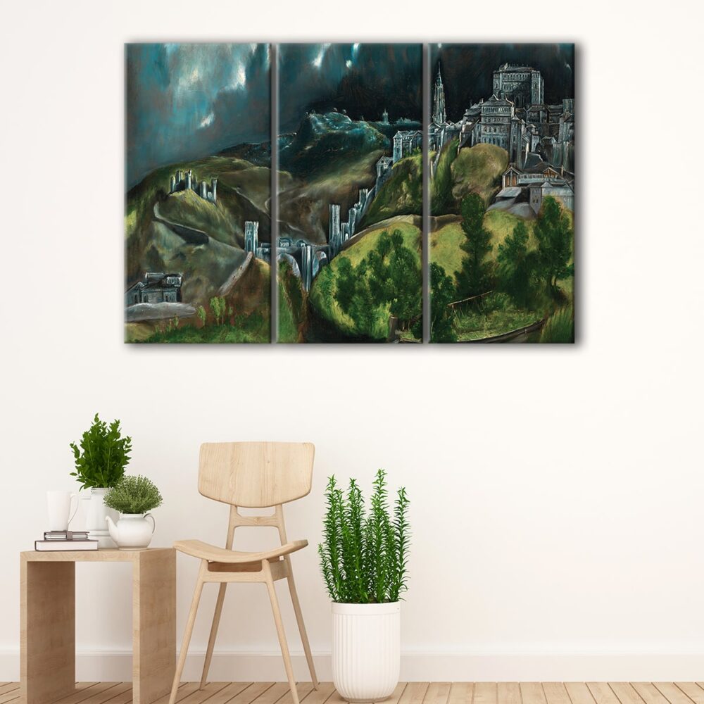 3 panels view of toledo canvas art