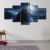 5 panels blue pyramid canvas art