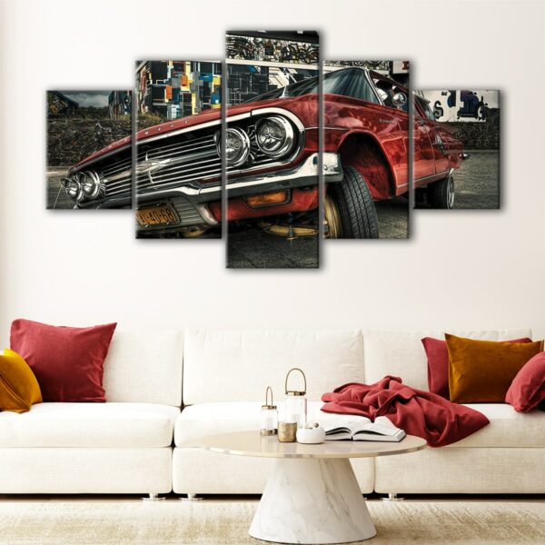 5 panels bouncing chevy impala canvas art